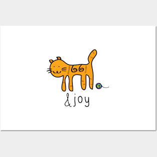 Cute Cat &joy Doodle Graphic Design Posters and Art